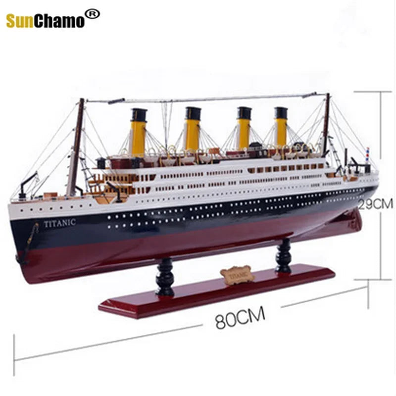 30-100 CM Titanic Cruise Ship Model with LED Decoration Wooden Sailboat Craft Lights Creative Gifts Home Decor for Living Room