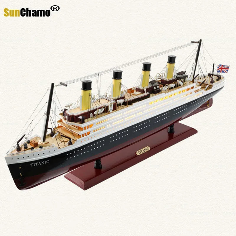 30-100 CM Titanic Cruise Ship Model with LED Decoration Wooden Sailboat Craft Lights Creative Gifts Home Decor for Living Room