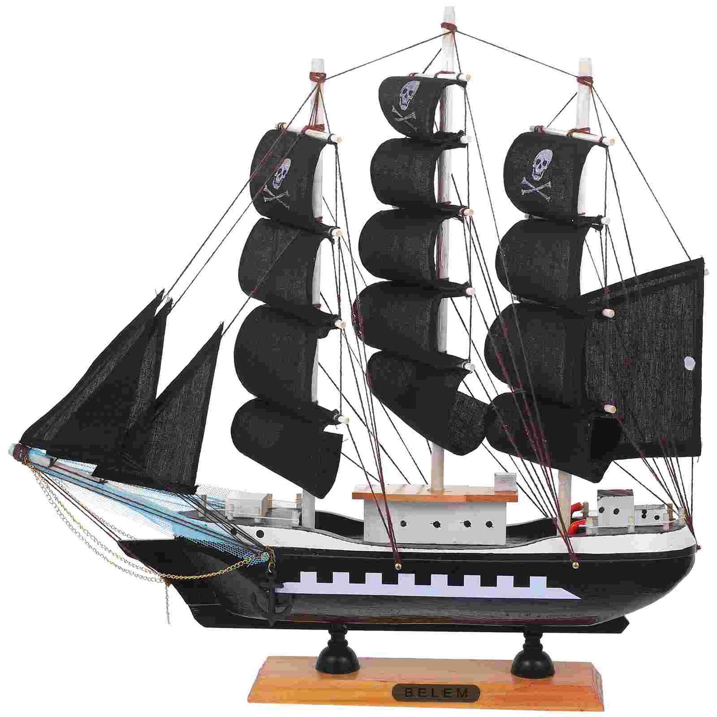 33cm Wooden Pirate Ship Model Pirate Ship Model Sailboat Statue Home Decor Figurines Miniatures Car Office Bedroom Table Gift