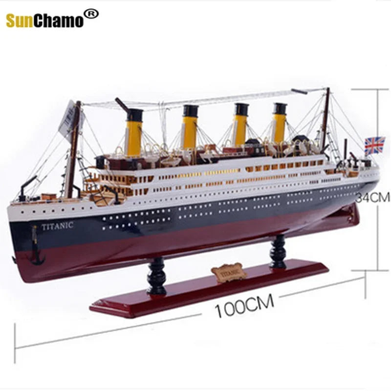 30-100 CM Titanic Cruise Ship Model with LED Decoration Wooden Sailboat Craft Lights Creative Gifts Home Decor for Living Room