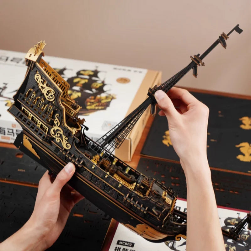 3D Puzzle Wooden Seahouse Barque Model kits