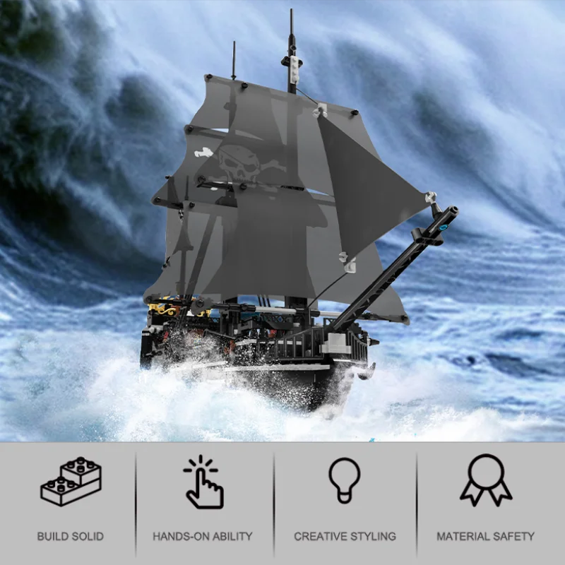 Black Pirate Ship 1424PCS Building Blocks