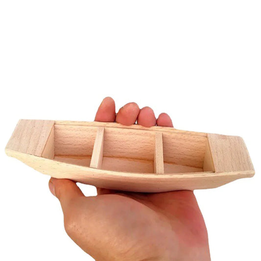 1PC Miniature Wooden Boat Scale Model Ornaments Mini Wood Fishing Boat Simulation Models DIY Home Desktop Decor Crafts