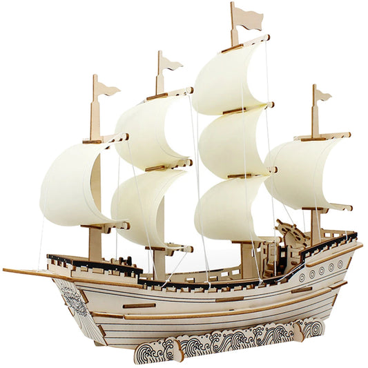Diy Wooden Sailboat Model 3d Puzzle Adults Building Toy Decorative Ship Craft Miniature Home Garden Gift Idea Wooden Puzzles
