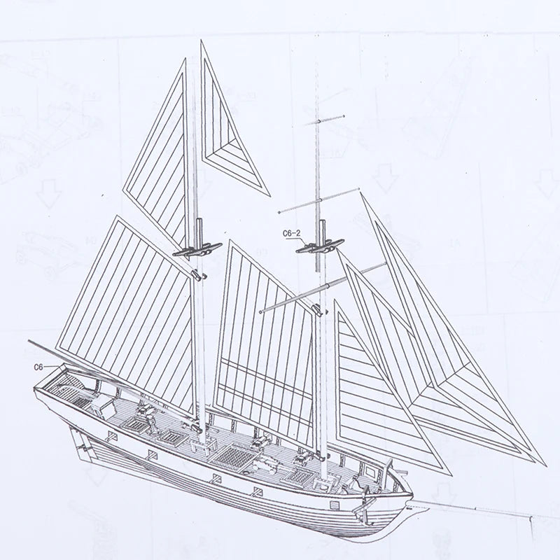 Handmade Wooden Sailboat Ship Kits 1:100 Scale
