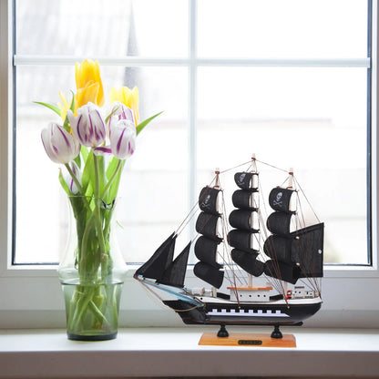 33cm Wooden Pirate Ship Model Pirate Ship Model Sailboat Statue Home Decor Figurines Miniatures Car Office Bedroom Table Gift