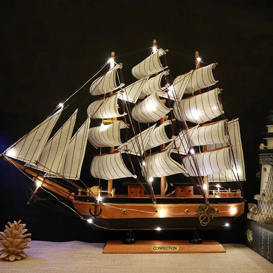 40cm wooden Ship Modern home Room decoration handicraft ornament birthday gift simulation sailboat study office Party decoration