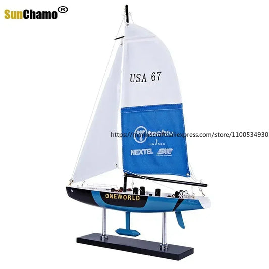 Home Living Room Boat Model Small Wooden Boat Decor Sailing Boat Model Ornament Assembly Mediterranean Style Wine Cabinet Decor